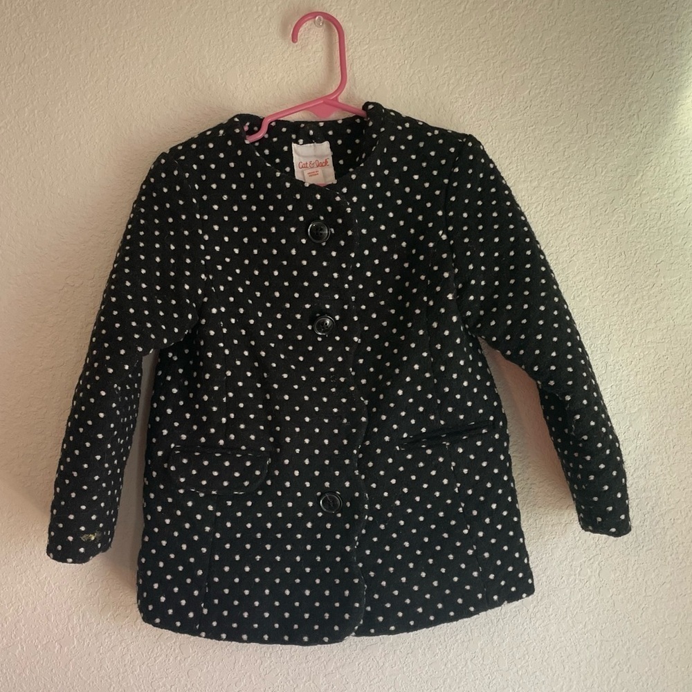 Cat & Jack Black Polka Dot Coat size 4T